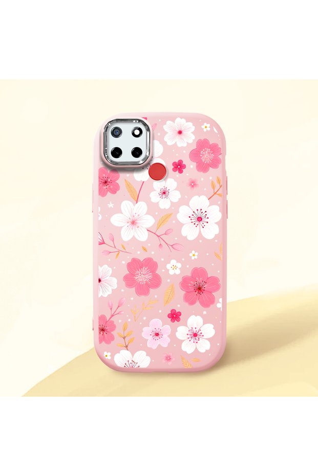 Realme C25/C25S Compatible Shock-Absorbing Camera Protected Pink Silicone Case