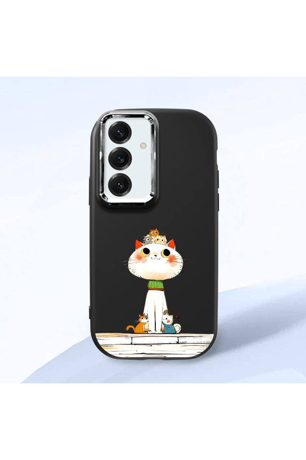 Black Silicone Case Compatible with Samsung Galaxy S24 with Shock-Absorbing Camera Protections