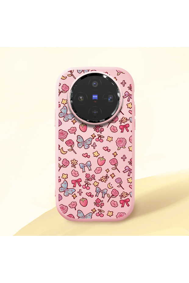 Vivo X300 Compatible Shock-Absorbing Camera Protected Pink Silicone Case