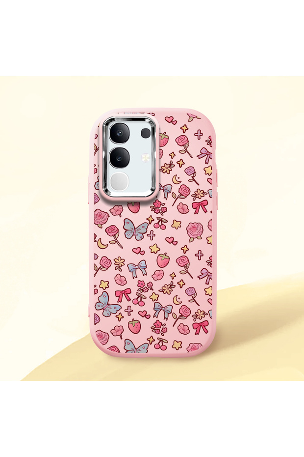 Vivo Y29 4g Compatible Shock-Absorbing Camera Protected Pink Silicone Case