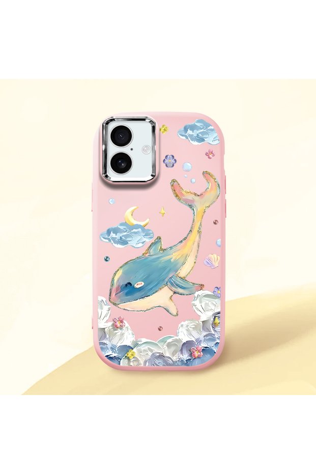 Pink Silicone Case with Shock-Absorbing Camera Protections Compatible with iPhone 16 Plus