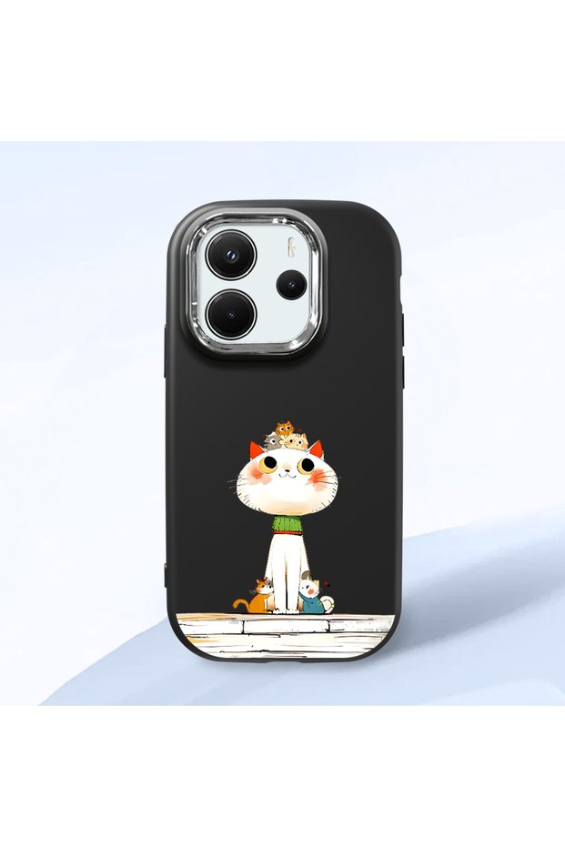 Redmi Note 14 4g Compatible Black Silicone Case with Shock-Absorbing Camera Protections
