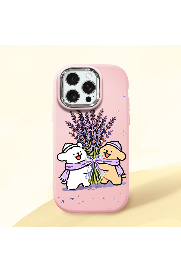 Pink Silicone Case Compatible with iPhone 15 Pro Max with Shock-Absorbing Camera Protections