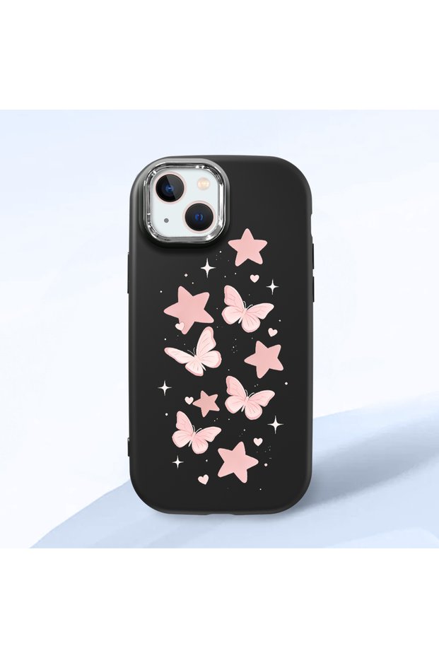 Black Silicone Case with Shock-Absorbing Camera Protections Compatible with iPhone 15 Plus/14 Plus