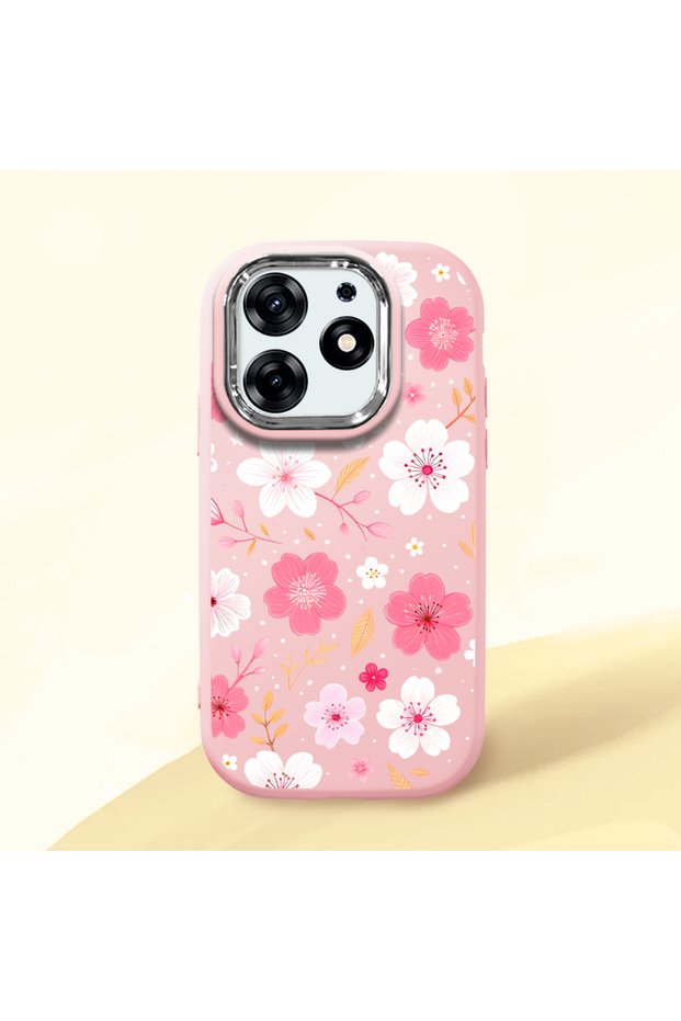 Pink Silicone Case Compatible with Tecno Spark 10 Pro (Ki7) with Shock-Absorbing Camera Protections