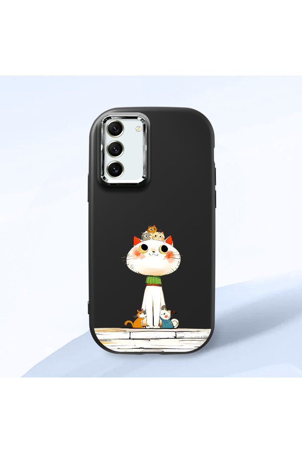 Black Silicone Case Compatible with Samsung Galaxy S21 Fe with Shock-Absorbing Camera Protections