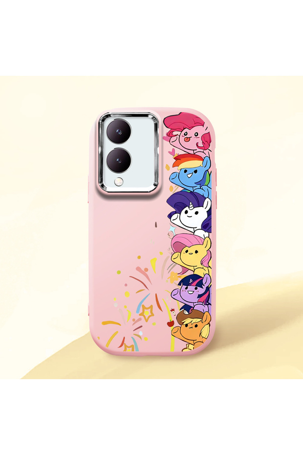 Vivo Y28 4g Compatible Shock-Absorbing Camera Protected Pink Silicone Case