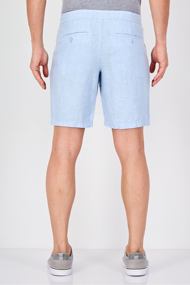 Men Solid Basic Shorts, Light Blue - 2