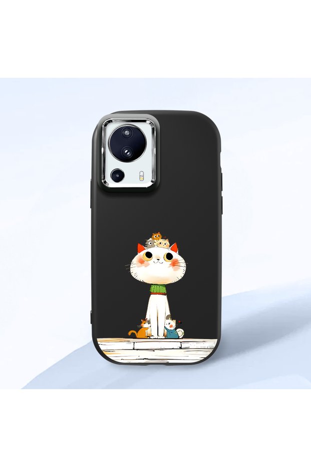 Mi 13 Lite Compatible Black Silicone Case with Shock-Absorbing Camera Protections