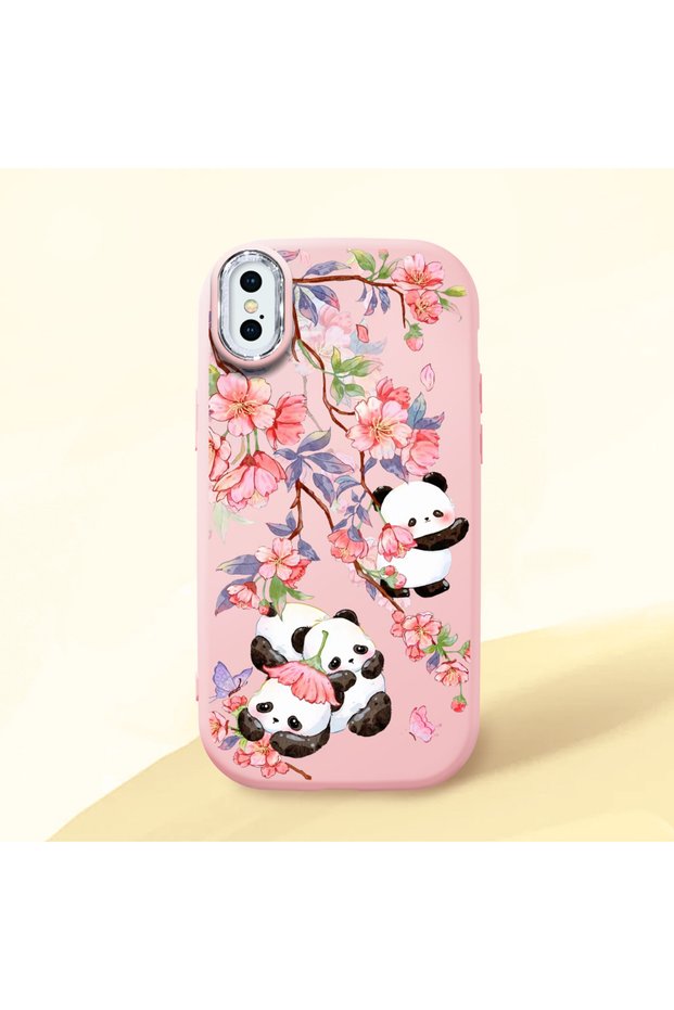 Pink Silicone Case with Shock-Absorbing Camera Protections Compatible with iPhone X/Xs