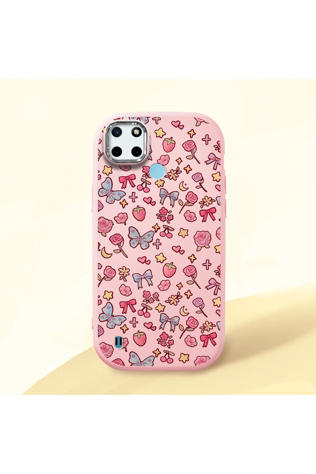 Realme C25Y/C21Y Compatible Shock-Absorbing Camera Protected Pink Silicone Case