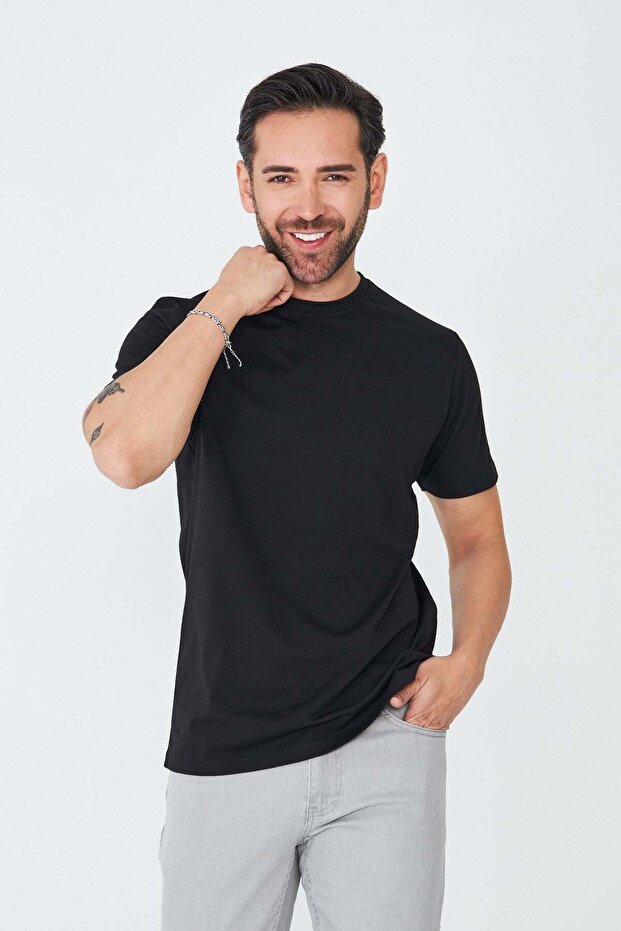 Black Crew Neck Basic T-Shirt - 6