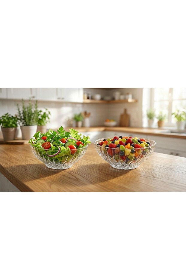 2-Piece Glass Salad Bowl