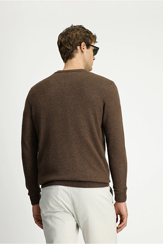 Crew Neck Regular Fit Knitted Wool Pack Cashmere Blend Knitwear Sweater - 7