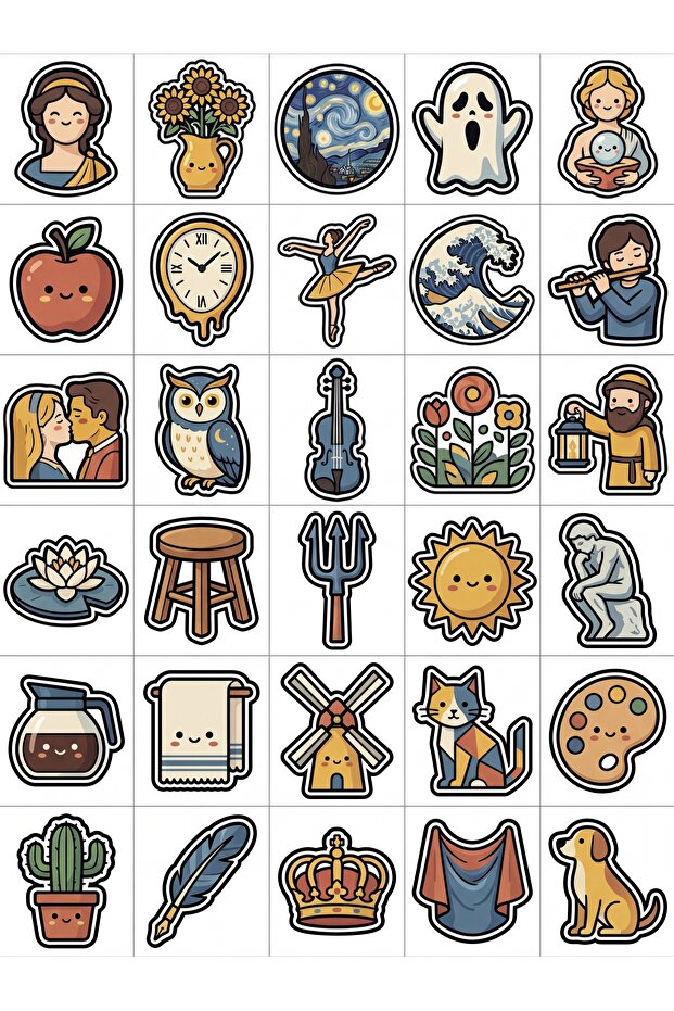30 Pieces Art History Sticker Set - for Laptop, Agenda, and Phone
