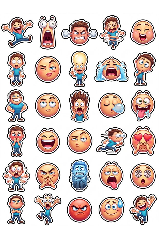 30 Pieces of Funny and Entertaining Character Sticker Set - for Laptop, Phone, Agenda, Suitcase