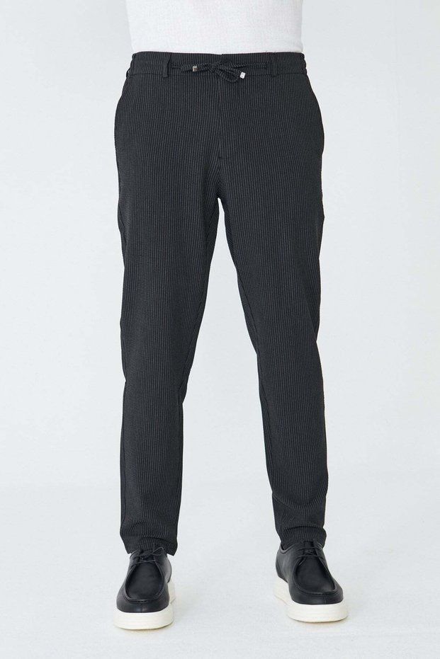 Black Pinstripe Jogger Sports Men's Trousers