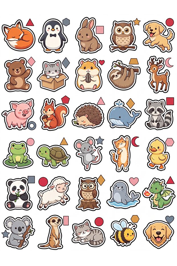 30 Pieces Cute Animal Sticker Set - Decorative Design for Laptop, Phone, Agenda