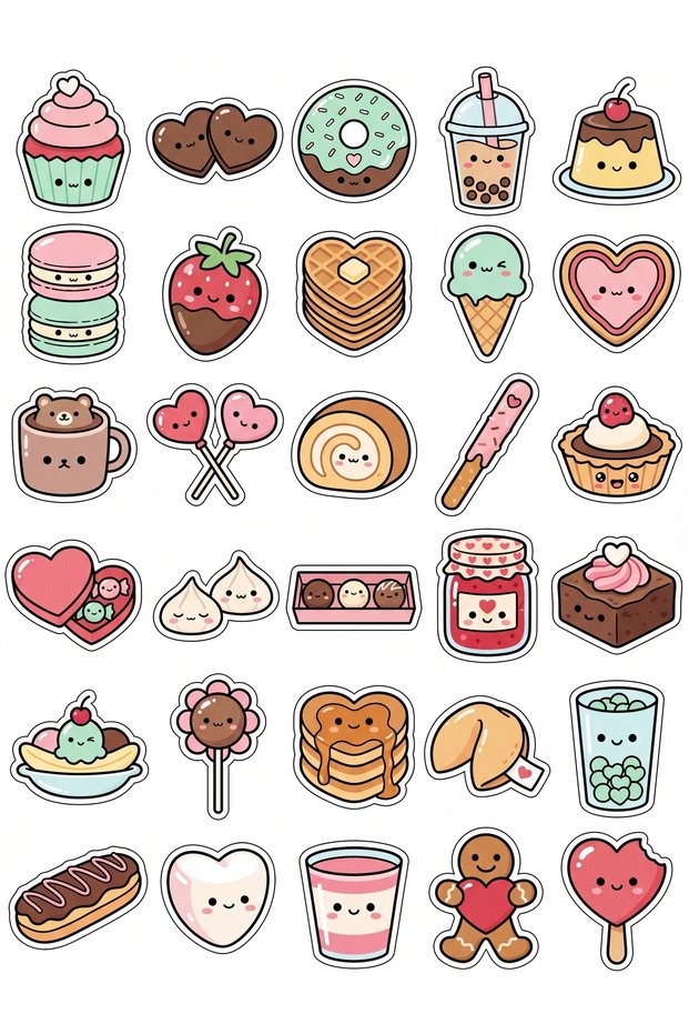 30 Pieces Sweet Characters Sticker Set - Laptop Phone Agenda