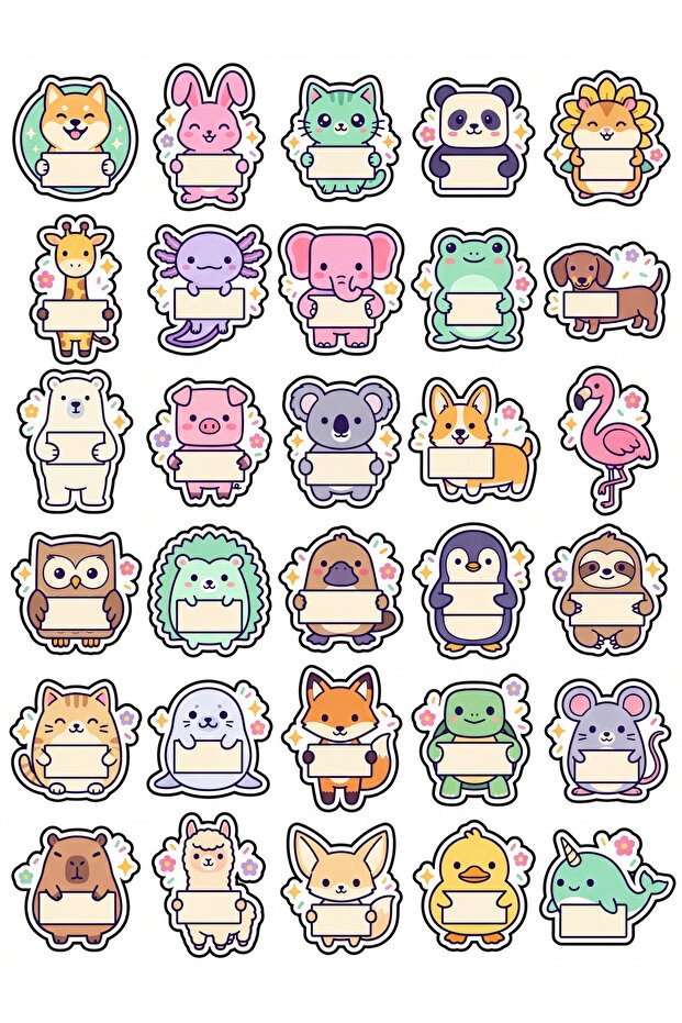 30 Pieces Cute Animals Sticker Set - for Laptop, Phone, and Agenda