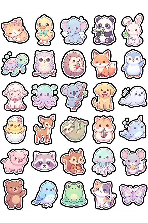 30 Pieces Cute Kitten Animals Sticker Set - for Laptop, Agenda, Phone