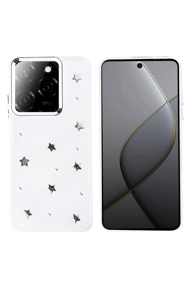 Infinix Hot 40 Case with Airbag Design, Glittery Transparent Tgco Pole Cover - Star