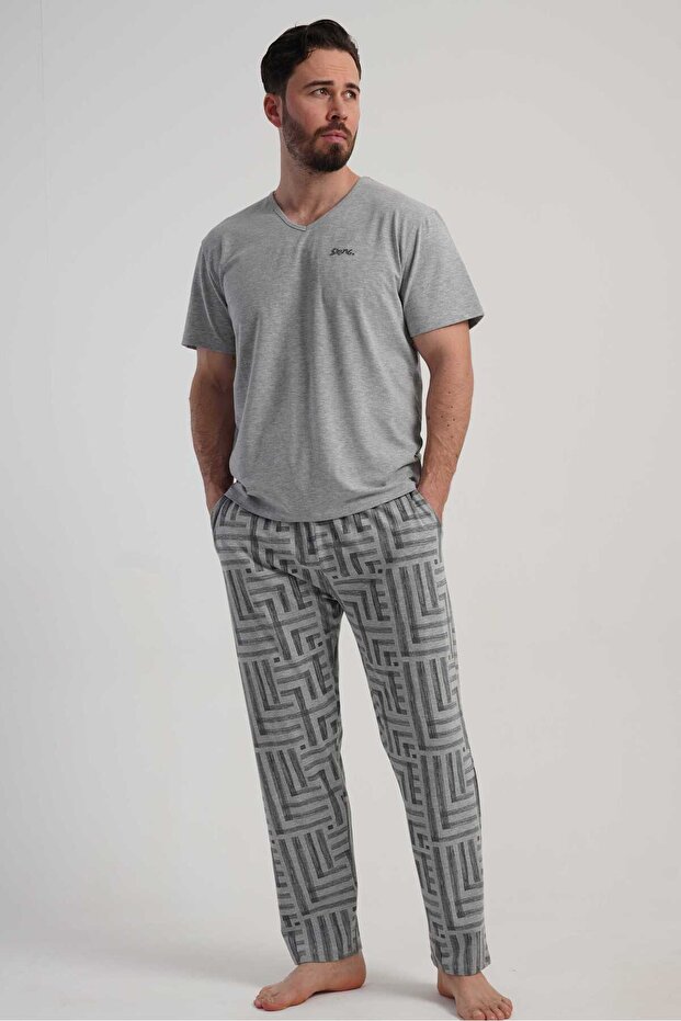 Men's Gray Lyc Suprem Pocketed Pajama Bottoms