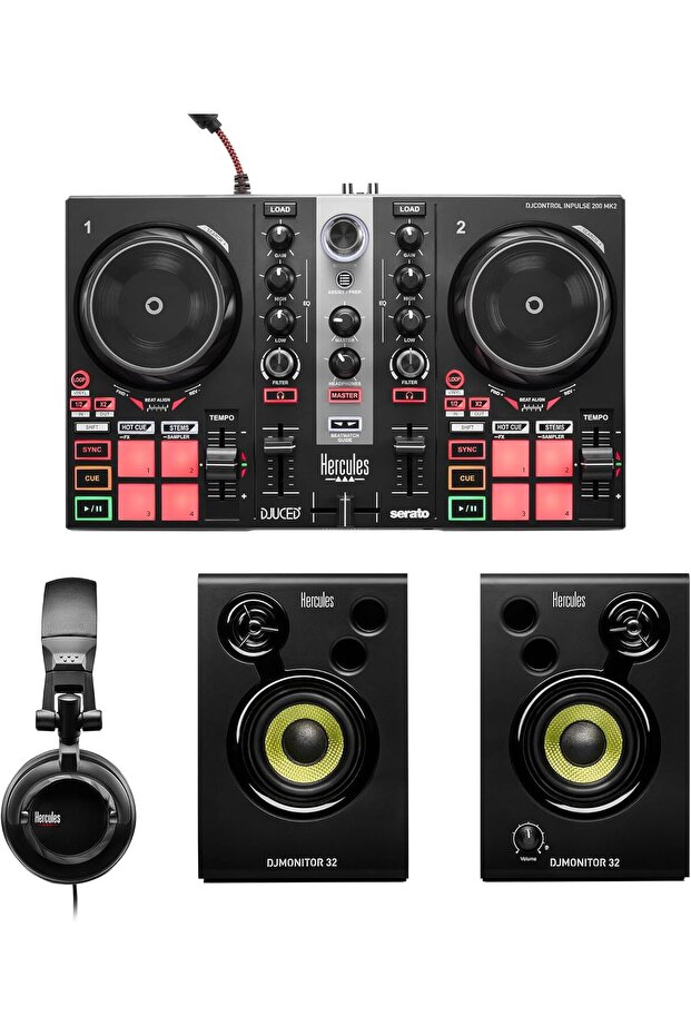 DJLearning Kit - Complete Bundle with DJControl Inpulse 200 MK2, DJMonitor 32 Studio