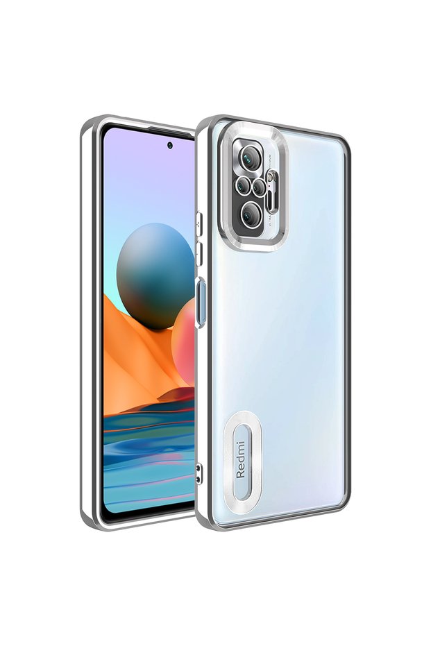 Redmi Note 10 Pro Case with Camera Protection and Logo Displaying Tgco Omega Cover - Silver