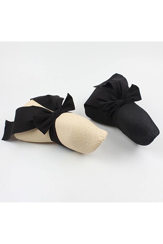 Bell Model Straw Hat with Scarf - 2