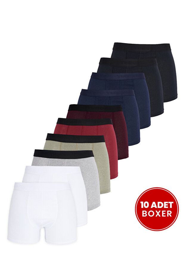 Tudors Erkek 10'lu Likralı Pamuklu Esnek Kumaş Premium Seri Boxer