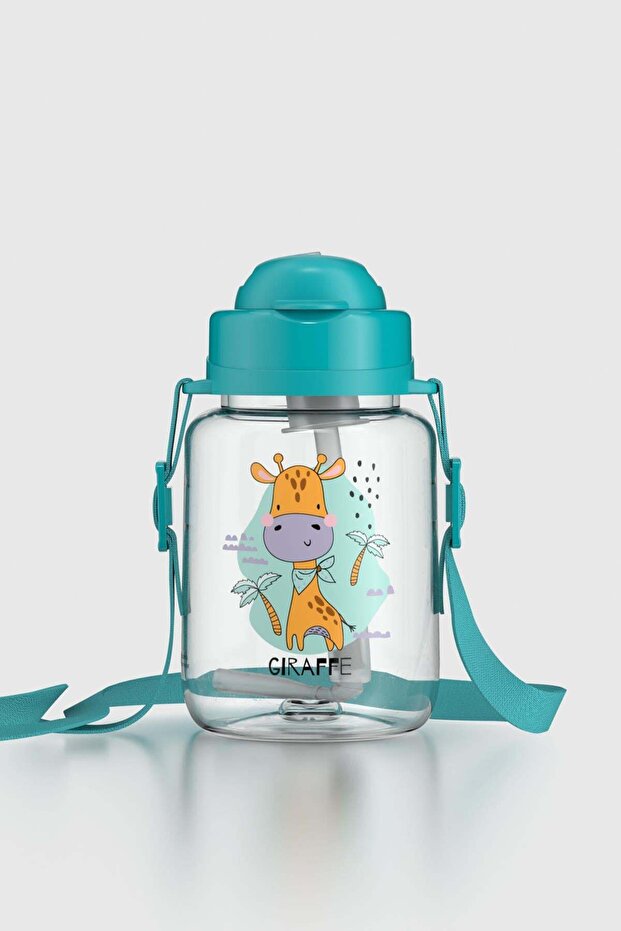Gold Patterned 330 ml Tritan Baby Water Bottle with Straw 912123 Blue