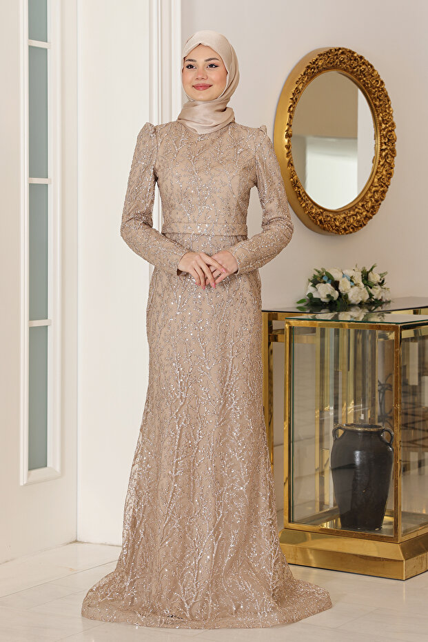 Patterned Tuana Tesettür Evening Dress