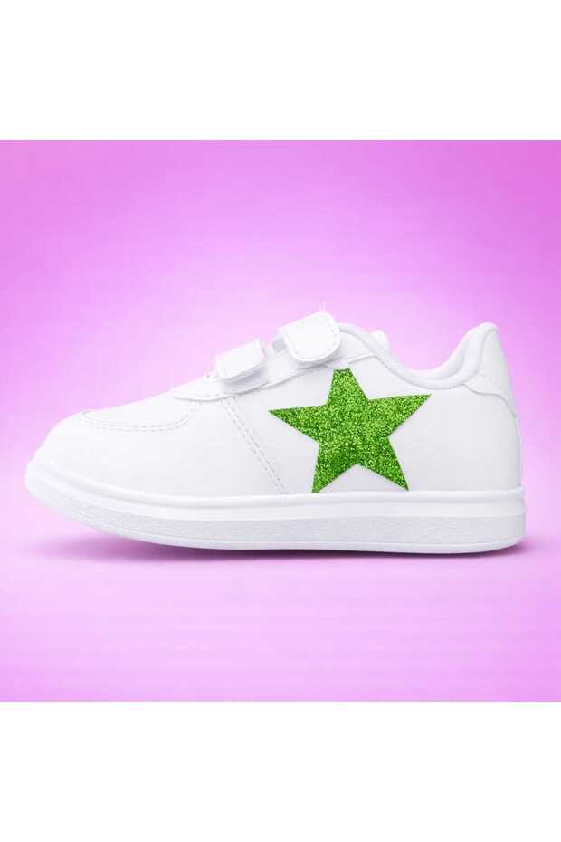 Green Star Stars Decorated Girls' Sports Shoes Sneakers