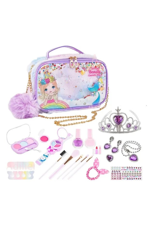 Children's Cosmetics Toy Girl Play House Eye Shadow Nail Polish Jewelry Set