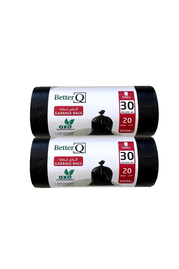 Oxo-Biodegradable Garbage Bag Roll, 30 gallon, 2 rolls, Black, 60x90 cm, 20 bags x2=40 bags