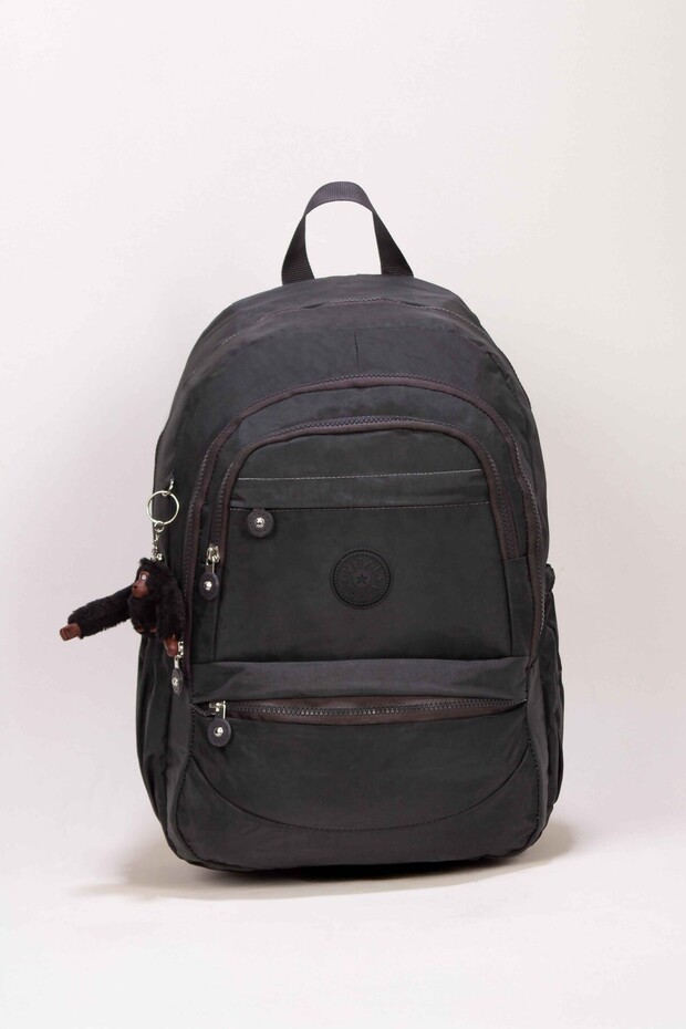 5-Compartment Luxury Crinkle Waterproof Fabric High School and Middle School Backpack + Monkey Keychain Gift