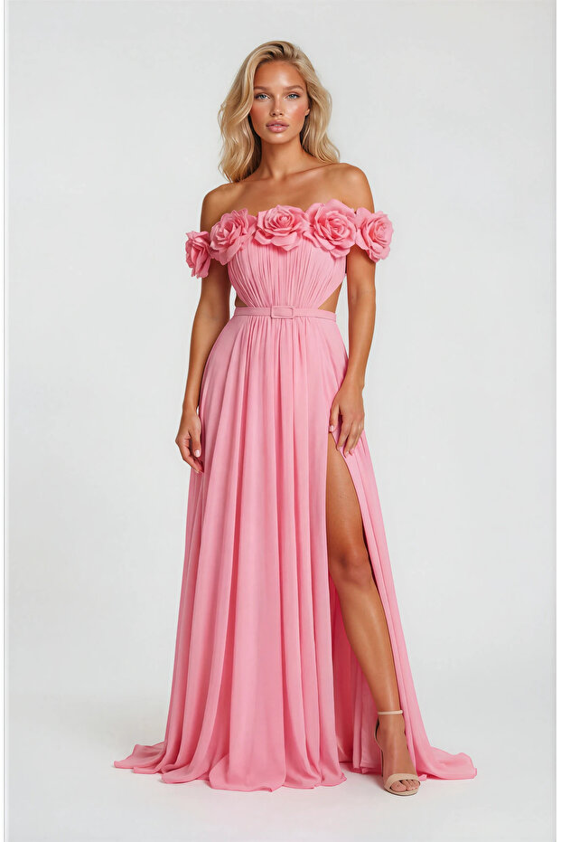 Rochie Roz Pudra Lunga - 1