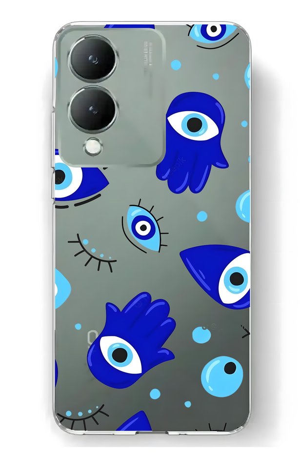 Vivo Y17S Compatible Hamsa Hand Pattern Transparent Phone Case