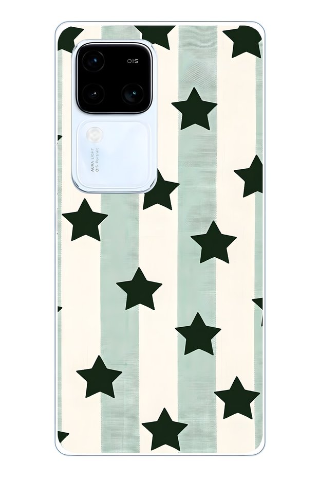 Vivo V30 Compatible Striped Star Pattern Transparent Phone Case