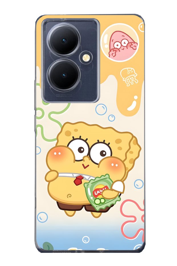 Vivo V29 Lite 5g Compatible Spongebob Patterned Transparent Phone Case
