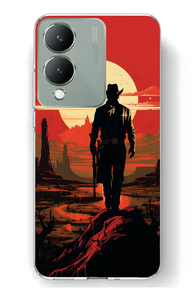 Vivo Y17S Compatible Cowboy Sunset Pattern Transparent Phone Case
