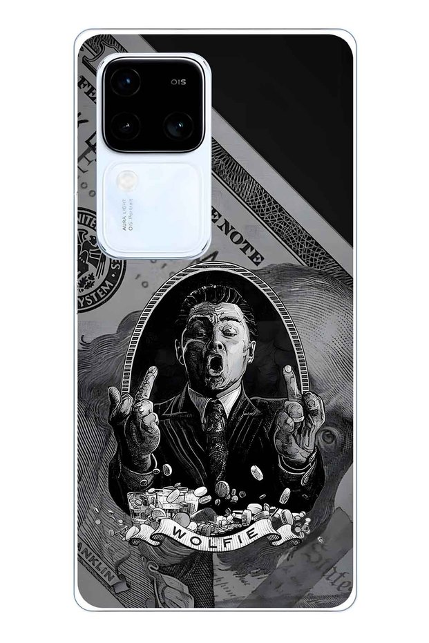 Vivo V30 Compatible Wolfie Patterned Transparent Phone Case