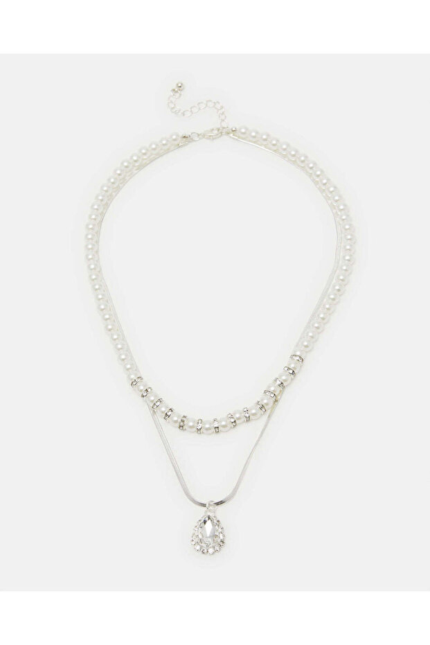 Women Silver Embellished Necklace