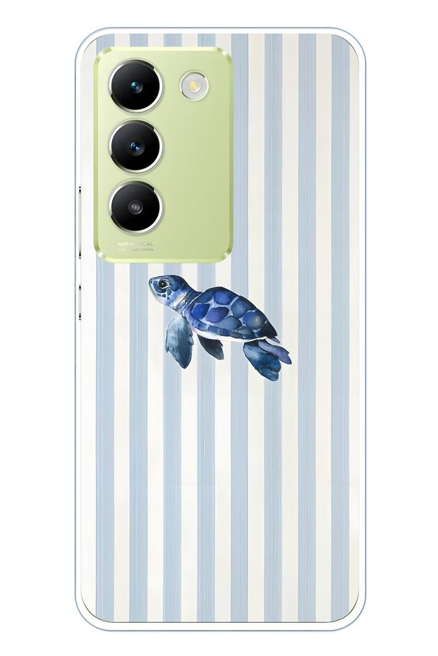 Vivo V30 Lite Compatible Transparent Phone Case with Sea Turtle Pattern