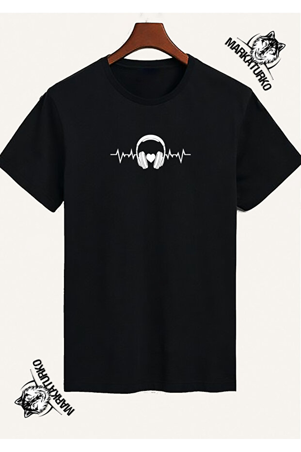 Music Special Design Printed Black T-Shirt