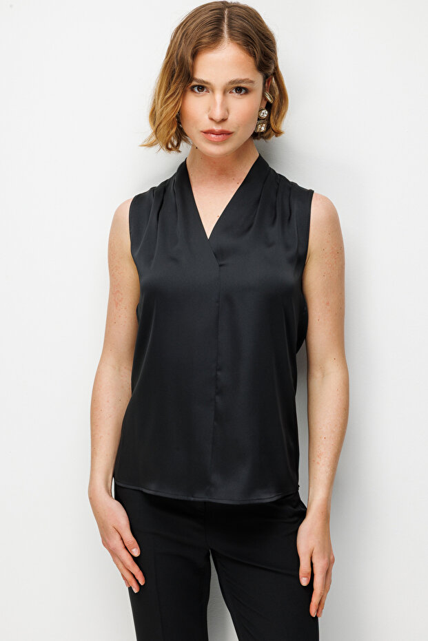 Off Shoulder Draped Tank Top - 1