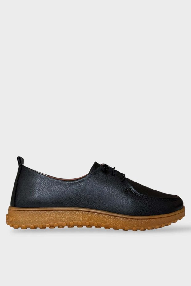 Orthopedic Comfortable Sole Lace-Up Daily Women's Casual Shoes Black