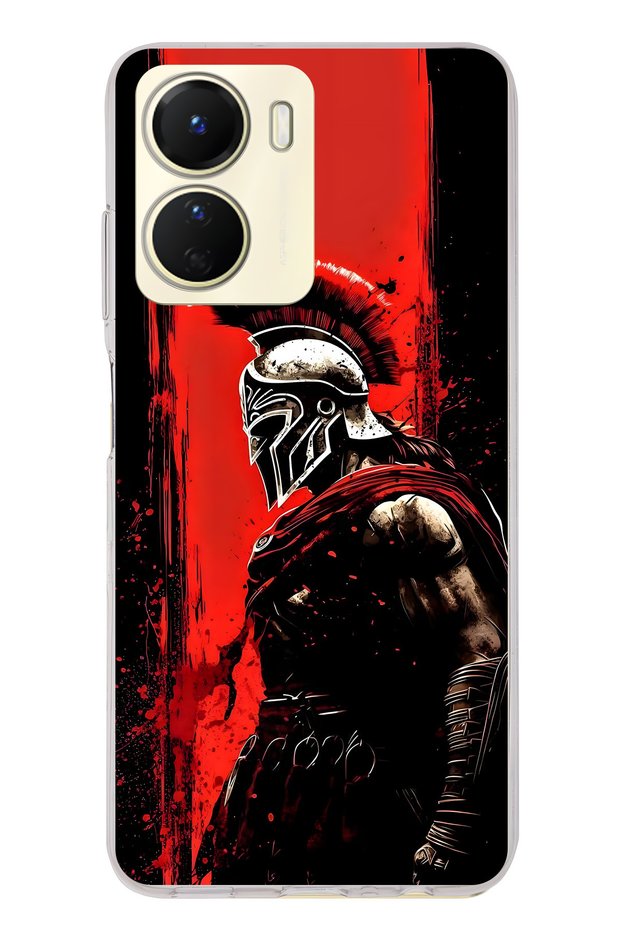 حافظة هاتف شفافة متوافقة مع Vivo Y16 بنمط Warrior Sparta