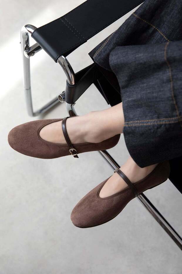 Ava Women's Suede Ballerinas Brown